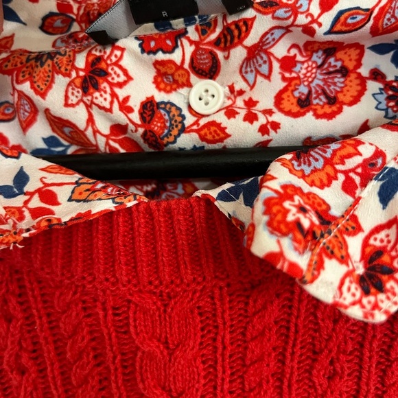 JASON WU sweater with button in collar red women’s floral XL X-Large - Picture 5 of 7